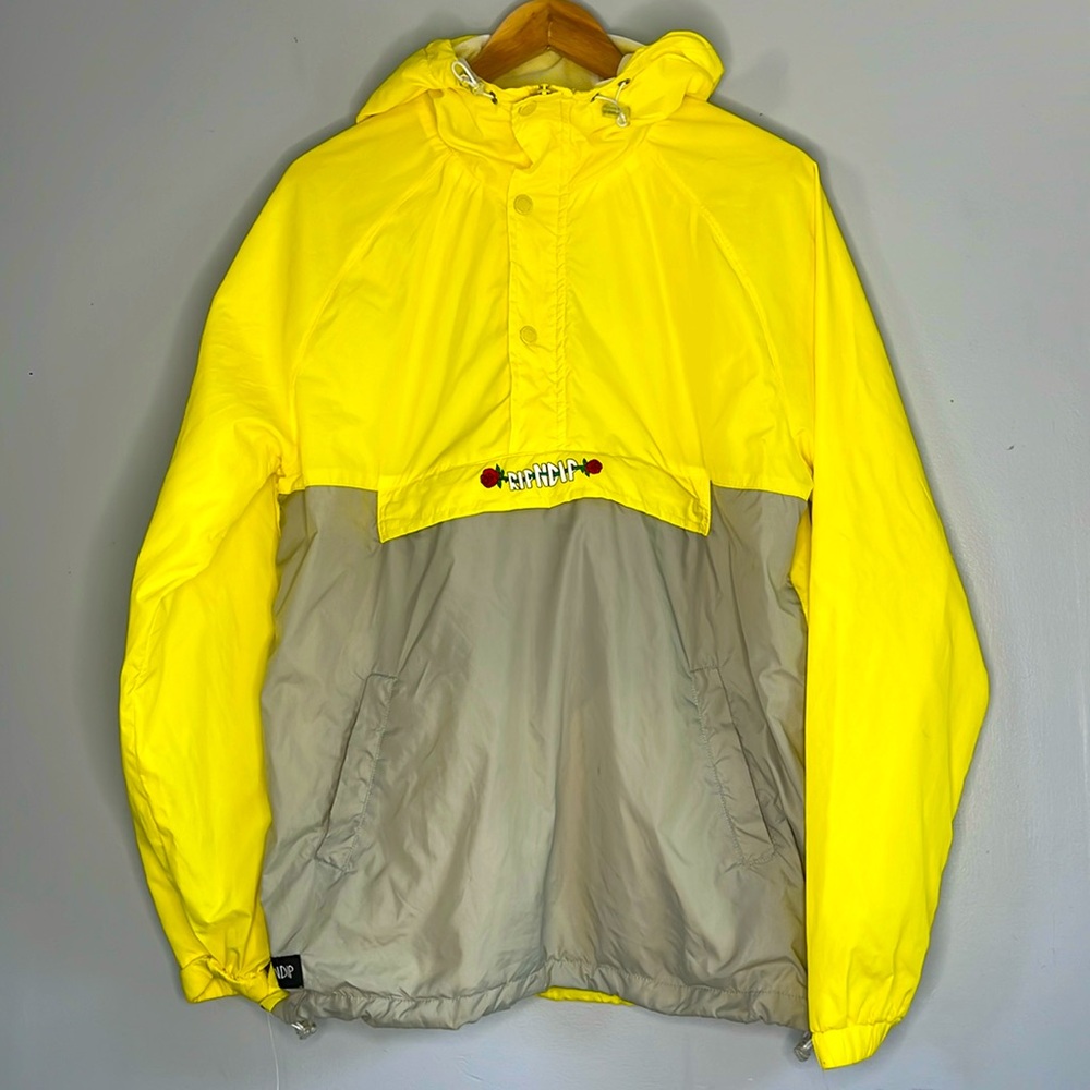 RIPNDIP Yellow and Gray Stop Being A P***y Pullover Windbreaker Size Unisex M